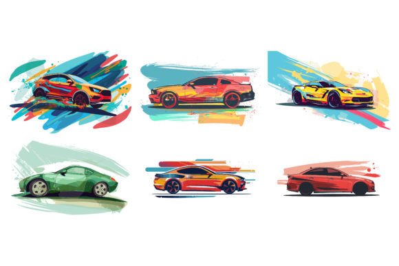 Download Car Vector Flat Design with Brush - Flat Collection