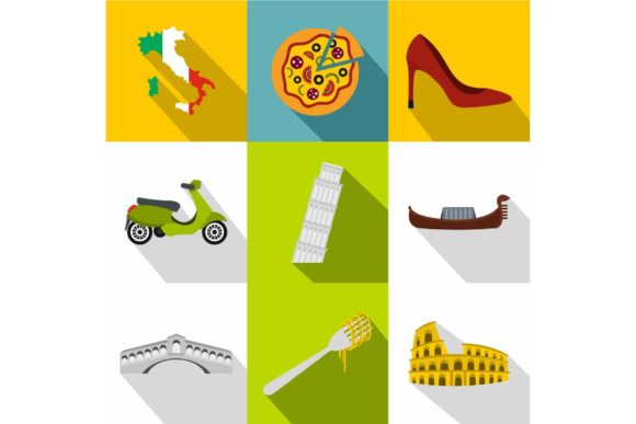 Download Country Italy Icons Set, Flat Style - Flat Collection