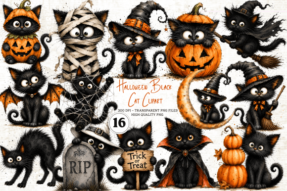 Download Halloween Black Cat Clipart PNG - Cat clipart Collection