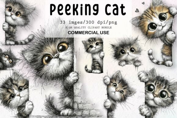 Download Whimsical Peeking Cat Clipart - Cat clipart Collection