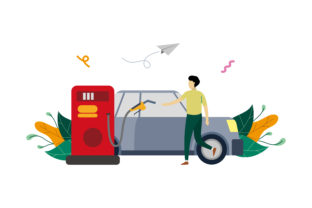 Download Refueling Car Flat Design Illustration - Flat Collection