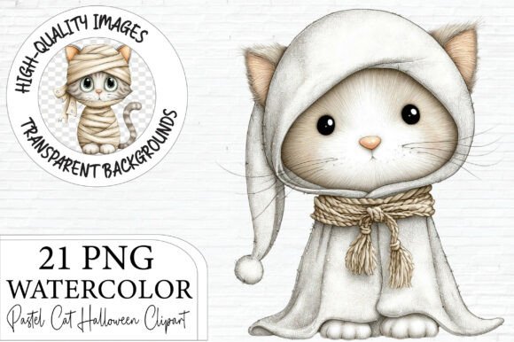 Download Pastel Halloween Cat Clipart Bundle - Cat clipart Collection
