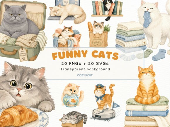 Download Cute Watercolor Mischievous Cat Cliparts - Cat clipart Collection