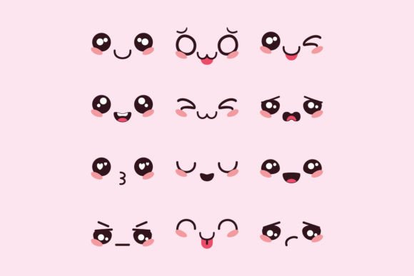 Download Hand Draw Flat Design Drawn Kawaii Face - Flat Collection