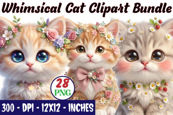 Download Whimsical Cat Clipart Bundle - Cat clipart Collection