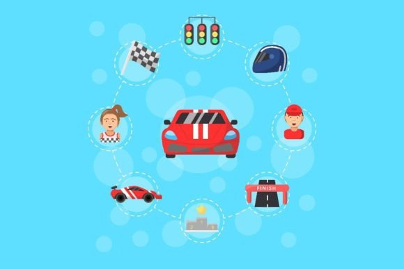 Download Vector Flat Car Racing Icon - Flat Collection