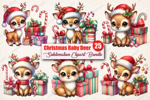 Download Watercolor Christmas Baby Deer Clipart - Christmas Collection